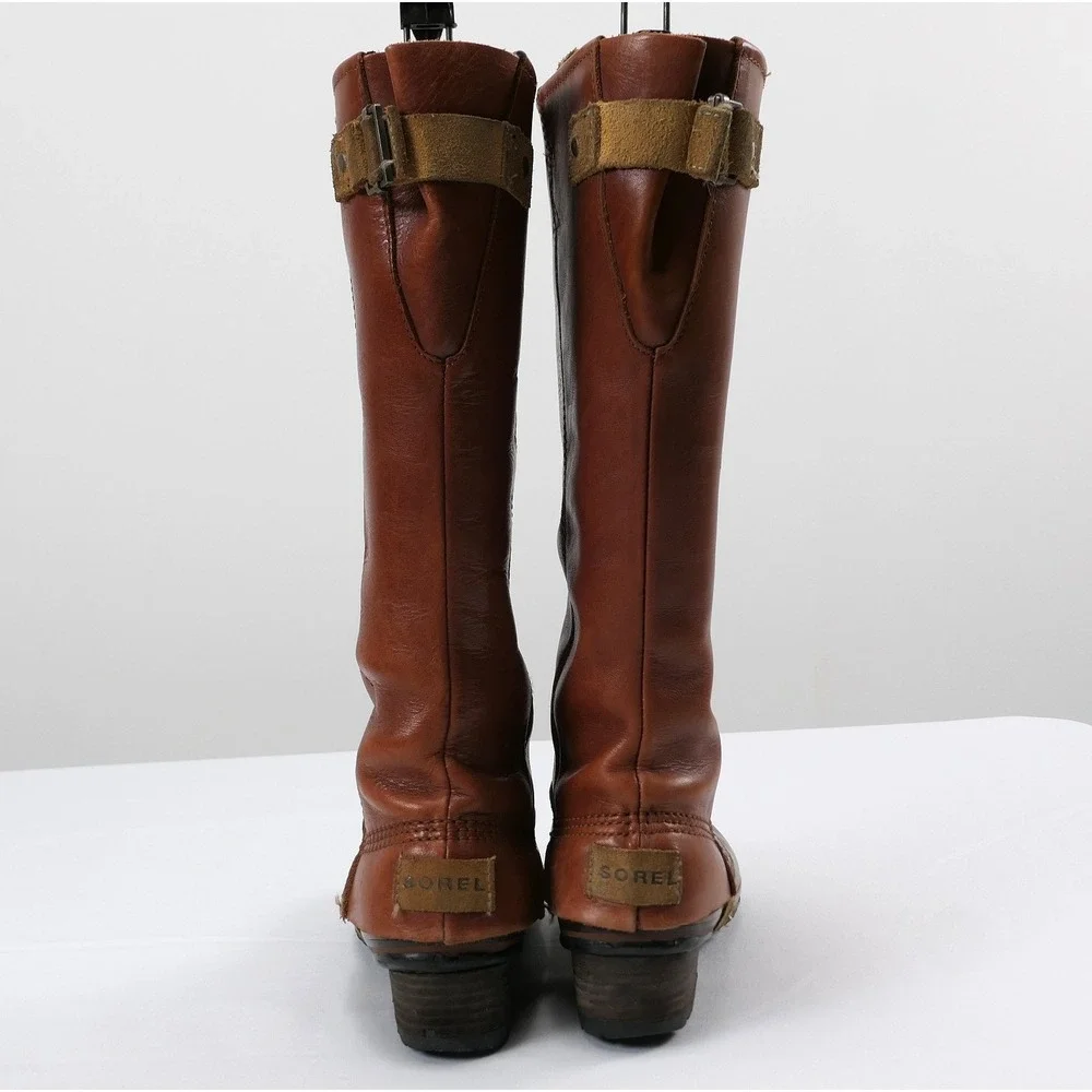 Sorel Leather Slimpack Equestrian Riding Boots Women's sz 6 Cinnamon 15
